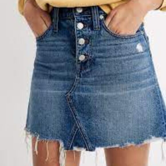 Madewell Dresses & Skirts - Madewell Rigid Denim A-Line Mini Skirt Button-Front Edition